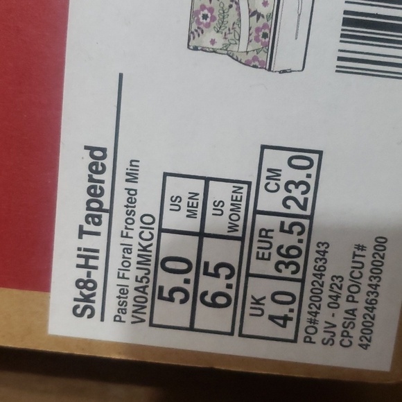 New Vans Sk8‎ Hi Tapered Stacked Pastel Floral White Purple High Top Platforms - Picture 9 of 9